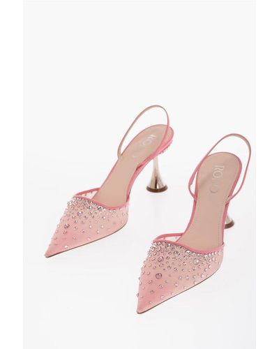 Rodo Mesh Assia 80 Slingback Court Shoes With Rhinestone Embellishment - Pink