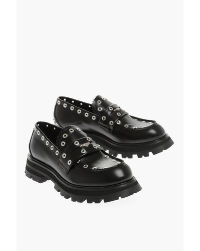 Alexander McQueen Leather Loafers With Studded Details And Tank Soles - Black