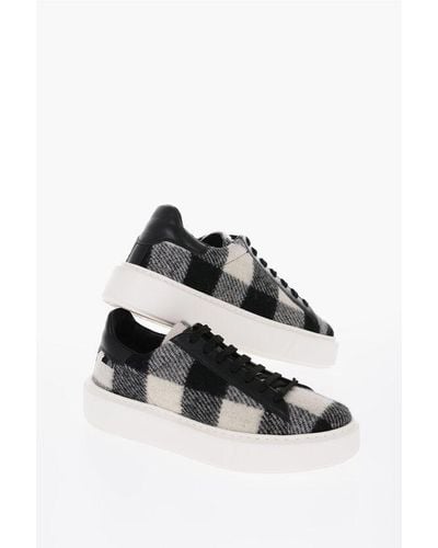 Woolrich Buffalo Checked Virgin Wool And Leather All Around Low-Top S - White