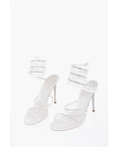 Rene Caovilla Rhinestoned Chadelier Sandals With Spiral Design 10Cm - White