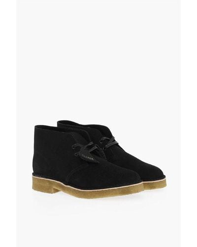 Clarks Suede Desert 221 Ankle Boots With Rubber Sole - Black