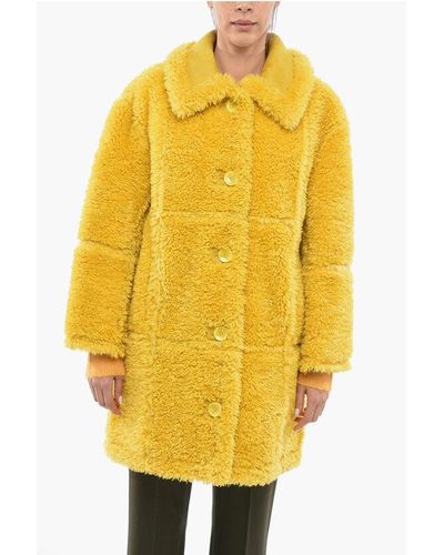 Stand Studio Eco-Shearling Samira Reversible Coat With Flush Pockets - Yellow
