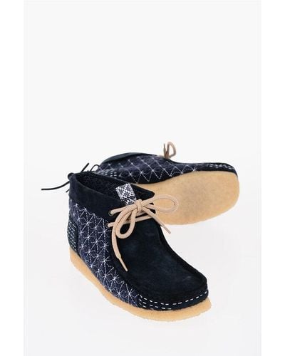 Clarks Quilted Suede Wallabee Shoes - Blue