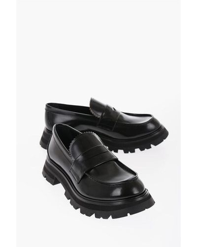 Alexander McQueen Leather Loafers With Tank Sole - Black