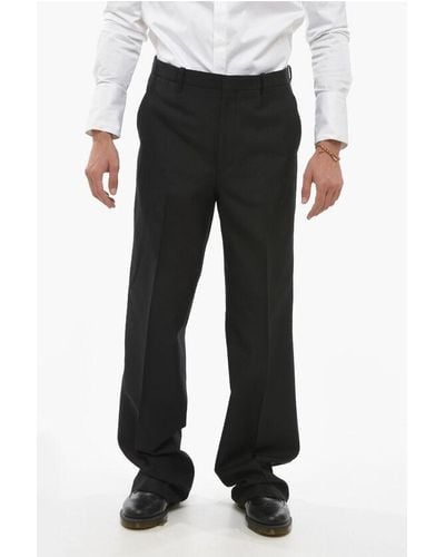 Prada Straight Fit Cover Trousers With Side Satin Bands - Black