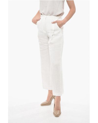 Fabiana Filippi Single-Pleated Jacquard Linen Chinos Trousers - White