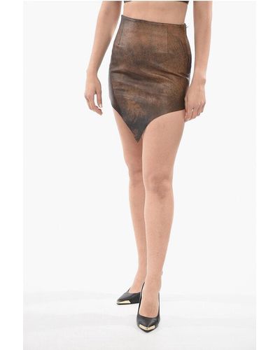 BAIA V Design Leather Miniskirt - Multicolour
