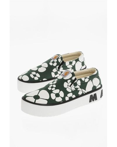 Marni Carhartt Floral-Printed Slip On Trainers With Embossed Logo - Multicolour