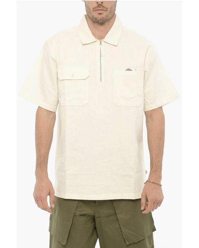 Dickies Pop Trading Company Cotton And Linen Short Sleeve Shirt With - White
