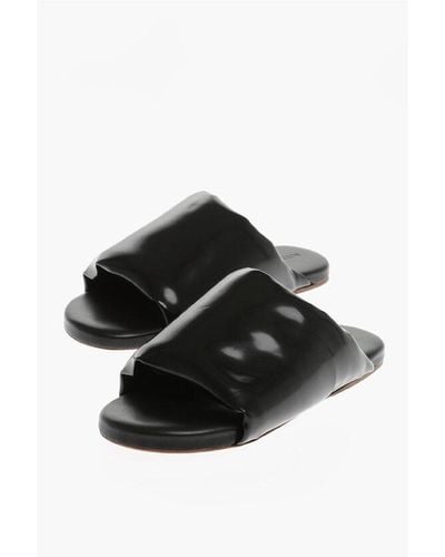 Bottega Veneta Brushed Leather Slippers - Black