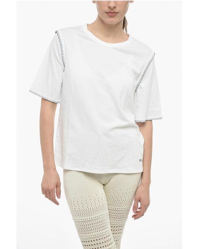Fay Crewneck T-Shirt With Contrasting Seams Details - White
