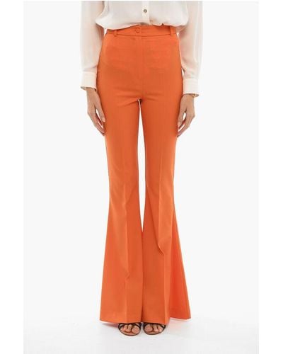 Hebe Studio Wool Blend Bianca Flared Fit Trousers - Orange