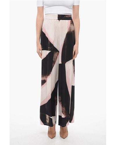 Alexander McQueen Silk Palazzo Trousers With Graphic Print - Multicolour