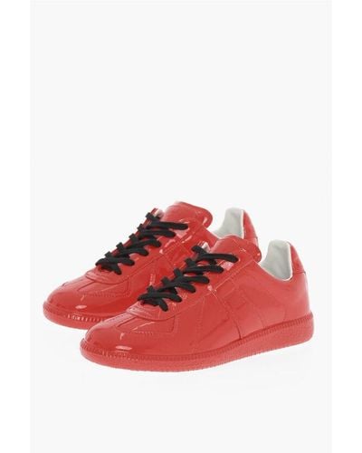 Maison Margiela Mm22 Patent Leather Low Top Trainers - Red