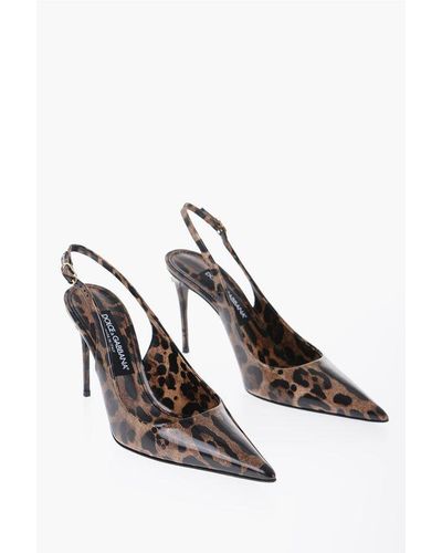 Dolce & Gabbana Pointed Animalier Print Lollo Patent Leather Court Shoes - Multicolour