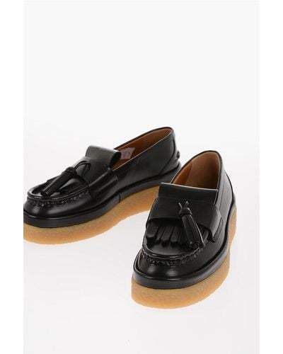 Chloé Leather Platform Loafers With Tassel - Black