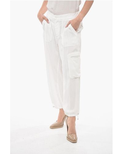 Fabiana Filippi Chiffon Cargo Trousers With Drawstringed Ankles - White
