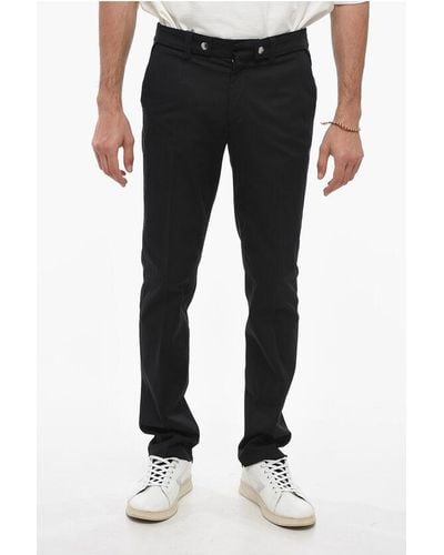 Dolce & Gabbana Stretch Cotton Trousers With Side Martingales - Black
