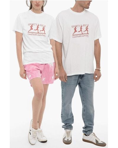 Sporty & Rich Contrasting Printed Cotton Crew-Neck T-Shirt - Multicolour