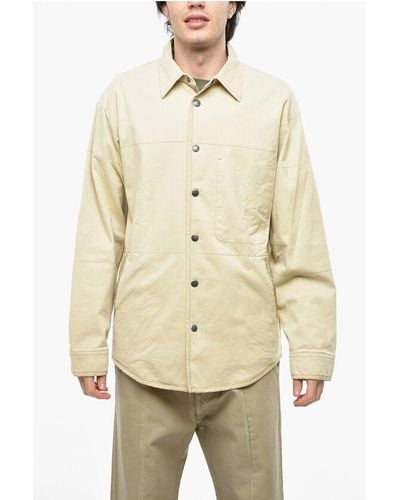 DIESEL Logoed-Buttons Cotton Stretch-Doves Overshirt - Natural