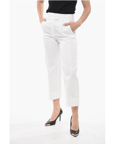 Peserico Stretch Cotton Cropped Fit Chinos Trousers - White