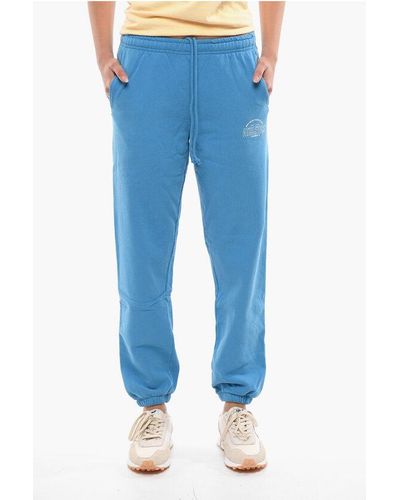Sporty & Rich Brushed Cotton Joggers With 3 Pockets - Blue