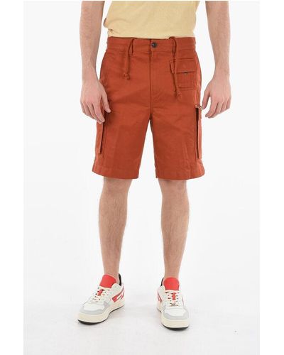 DIESEL Cotton P-Cor Cargo Shorts With Belt Loops - Red