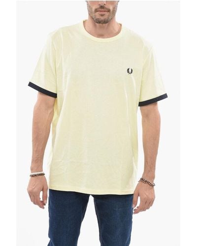 Fred Perry Logo Embroiedered Crew-Neck T-Shirt - Natural