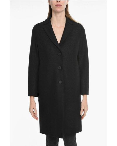 Harris Wharf London Unlined Boiled Wool Coat With Flush Pockets - Black