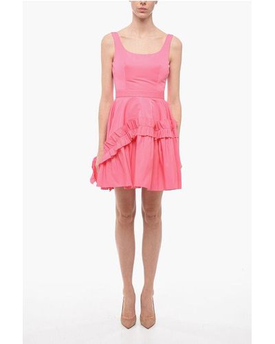 Alexander McQueen Flared Mini Dress With Rouches - Pink