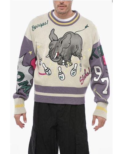 KENZO Bowling Elephant Pullover With Patch - Grey