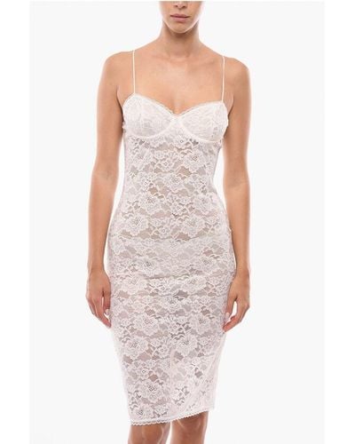 Oséree Lace Slip Dress With Removable Padded Cups - White
