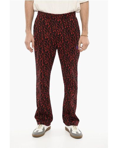 Baracuta Needles Two-Tone Jacquard Trousers With Butterfly Embroidery - Red