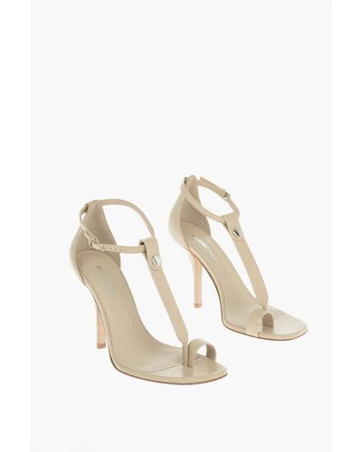 Burberry Stiletto Heel Leather Thong Sandals 10Cm - White
