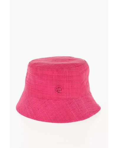 Ruslan Baginskiy Solid Colour Straw Bucket Hat With Embossed Monogram - Pink