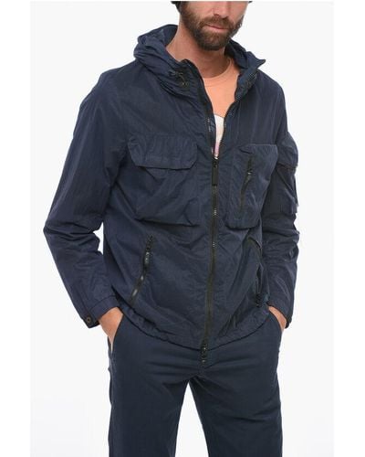 OUTHERE Hooded Utility Windbreaker - Blue