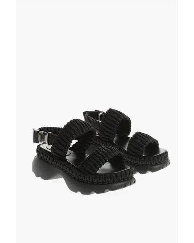 Moncler Woven Belay Sandals With Buckle - Black