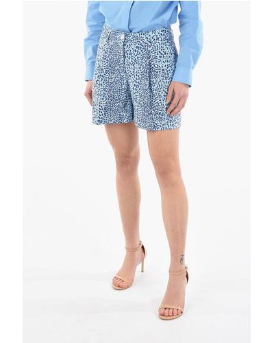 P.A.R.O.S.H. Animal Printed Copard Shorts With Side Pockets - Blue