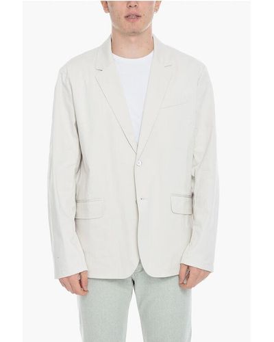 Rag & Bone Cotton Stretch Flap Pockets 2-Buttons Bedford Blazer - White