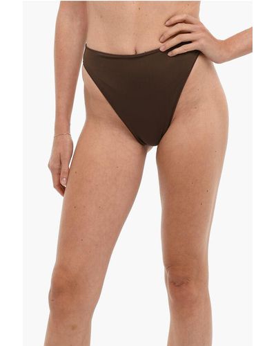 Oséree High-Waisted Solid Colour Bikini Bottom - Brown