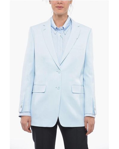 Burberry Single-Breasted Wool Blazer With Flap Pockets - White