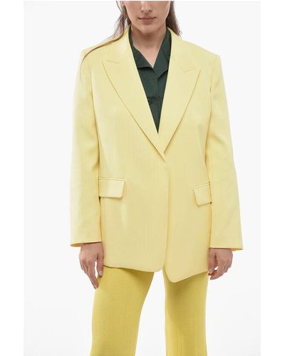 Chloé Buttonless Pure Silk Blazer With Peak Lapel - Yellow