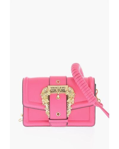 Versace Jeans Couture Faux Leather Bag Embellished With Maxi Golden - Pink