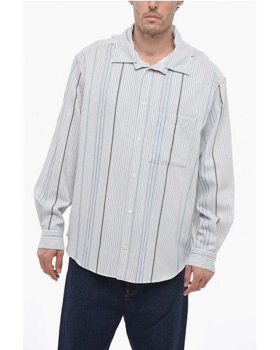 Loewe Two-Toned Striped Shirt With Hood - Grey