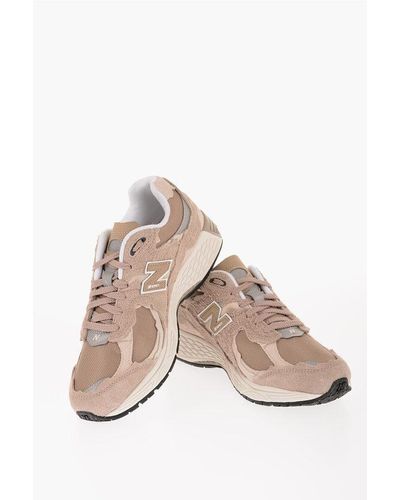 New Balance Running Suede And Fabric Trainers With Embroidered N - Natural