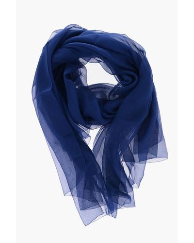 Max Mara Solid Colour Silk Riviera Foulard - Blue