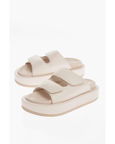 Paloma Barceló Leather Elza Sandals With Touch Strap Closure - Natural