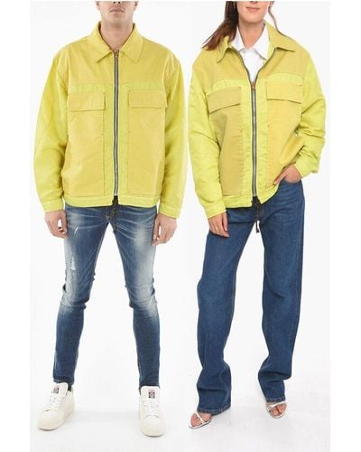 DIESEL Tag Double Layered Utility Jacket With Zip Closur - Yellow
