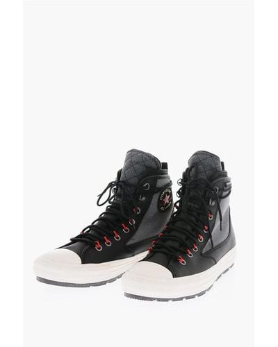 Converse Chuck Taylor All Star All Textured Leather High-Top Trainers - Black