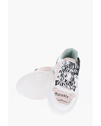John Galliano Printed Faux Leather Low Top Trainers - White